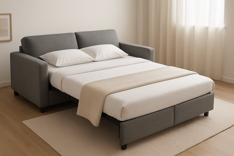 Stylish sofa bed for small spaces and guest rooms, converting from sofa to bed for smart and flexible living
