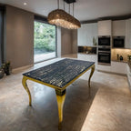 Marble Dining Table with Gold Frame – Modern Marble Top Dining Room Table for 4 or 6 Chairs (Table Only, Chairs Sold Separately)
