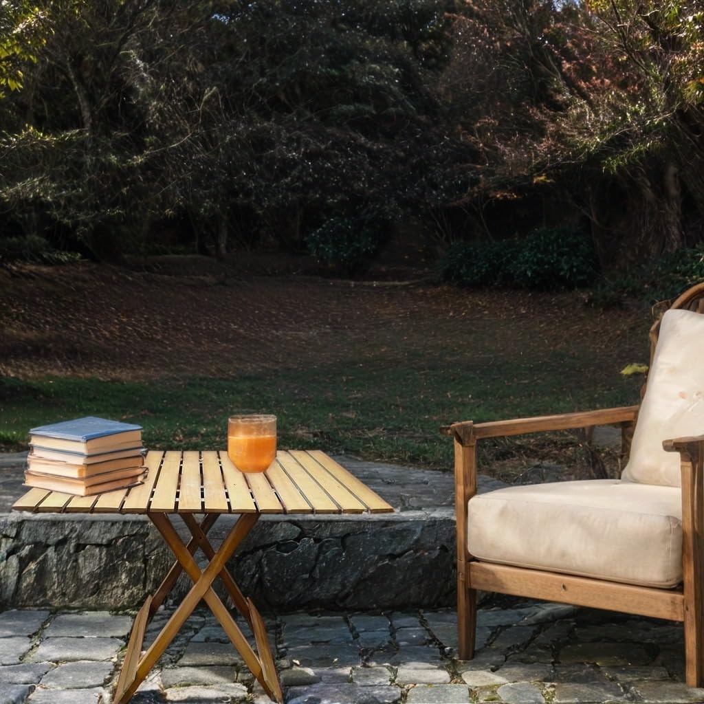 Rectangular Beech Wood Folding Table – Indoor/Outdoor Dining Table, Space-Saving Design