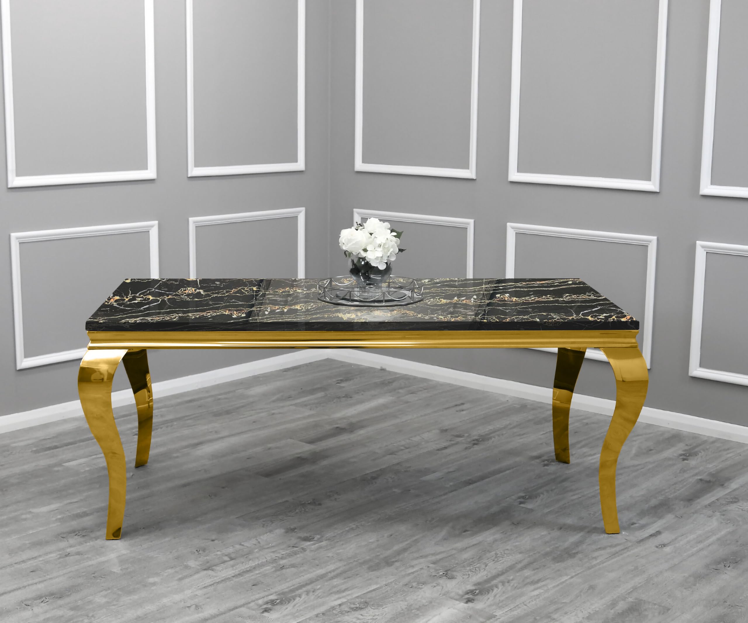 Marble Dining Table with Gold Frame – Modern Marble Top Dining Room Table for 4 or 6 Chairs (Table Only, Chairs Sold Separately)