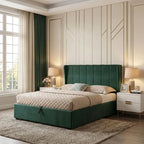 Ava 5ft King Size Green Velvet Bed Frame Upholstered Bed with Headboard