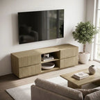 Willow Large Walnut TV Stand with Storage – Ribbed TV Unit for TVs Up to 70