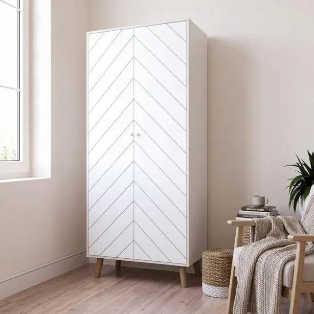 Dixie 2 Door Wardrobe  Dusty Grey & White