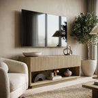 Willow Small TV Stand with Storage – Ribbed Wooden TV Unit for TVs Up to 55"