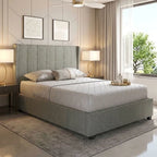 4ft6 UK doubledark grey velvet upholstered bed