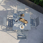 Modern 4 Seater Grey Aluminium Square Garden Dining Set – Contemporary Outdoor Patio Furniture