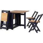 4 Seater Folding Dining Table and Chairs Set – Space Saving Drop Leaf Table – Compact Kitchen Table Set