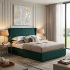 Ava 4ft6 Green Velvet Double Bed – Upholstered Bed Frame