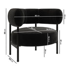 Romy Velvet Curved Armchair with Metal Legs – Recycled Velvet Lounge Accent Chair – Modern Upholstered Tub Chair – Living Room Seating