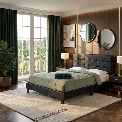 Carter 4ft6 Black Faux Leather Double Bed Frame