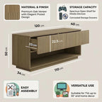 Willow Small TV Stand with Storage – Ribbed Wooden TV Unit for TVs Up to 55"