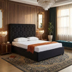 Madison 4ft6 Black Velvet Double Bed – Upholstered Bed Frame