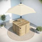 Luxury 4 Seater Beige Rattan Cube Garden Dining Set with Matching Parasol – Space Saving Outdoor