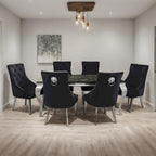 Louis Marble Dining Table – Modern Rectangular & Round Dining Room Table with Stainless Steel Base – Luxury Marble Top Dining Table for 4–6 People