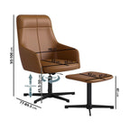 Luvon Mila Executive Swivel Reclining Office Chair – Faux Leather Accent Chair with Footstool – Tilt & 360° Rotation – Tan with Metal Base