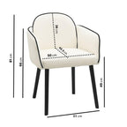 Beige Boucle Dining Chair Set of 2 – Armrest Dining Chairs – Upholstered Accent Chair – Modern Wooden Leg Dining Room Chairs