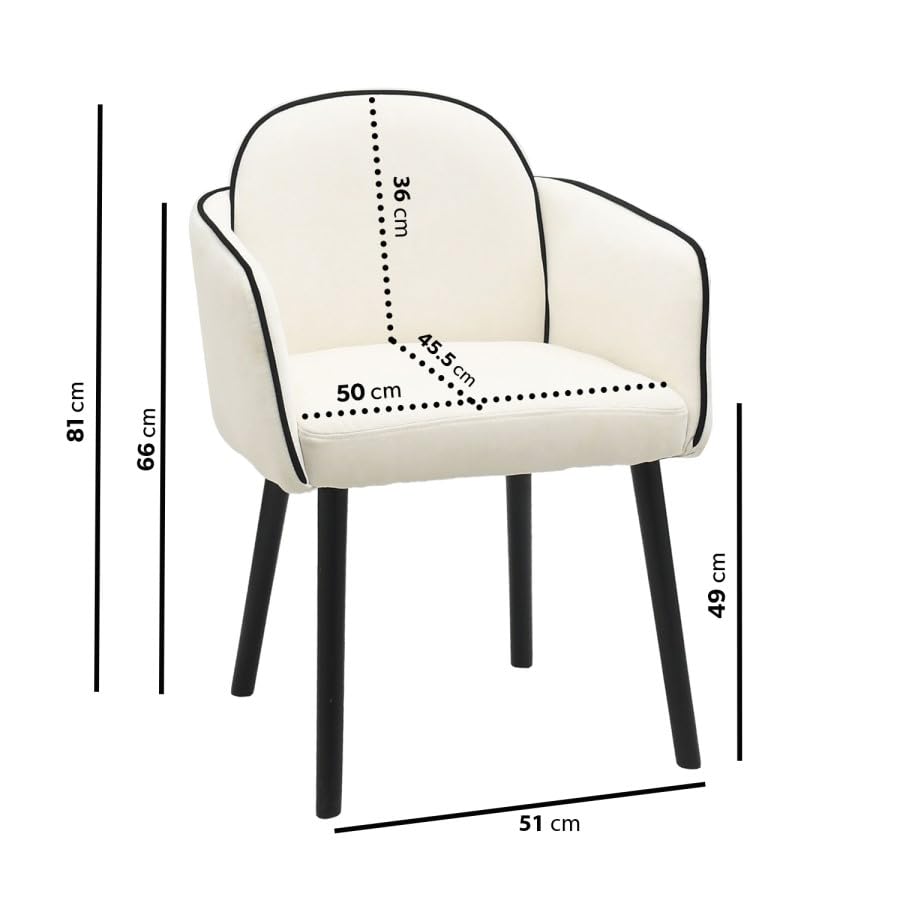 Beige Boucle Dining Chair Set of 2 – Armrest Dining Chairs – Upholstered Accent Chair – Modern Wooden Leg Dining Room Chairs