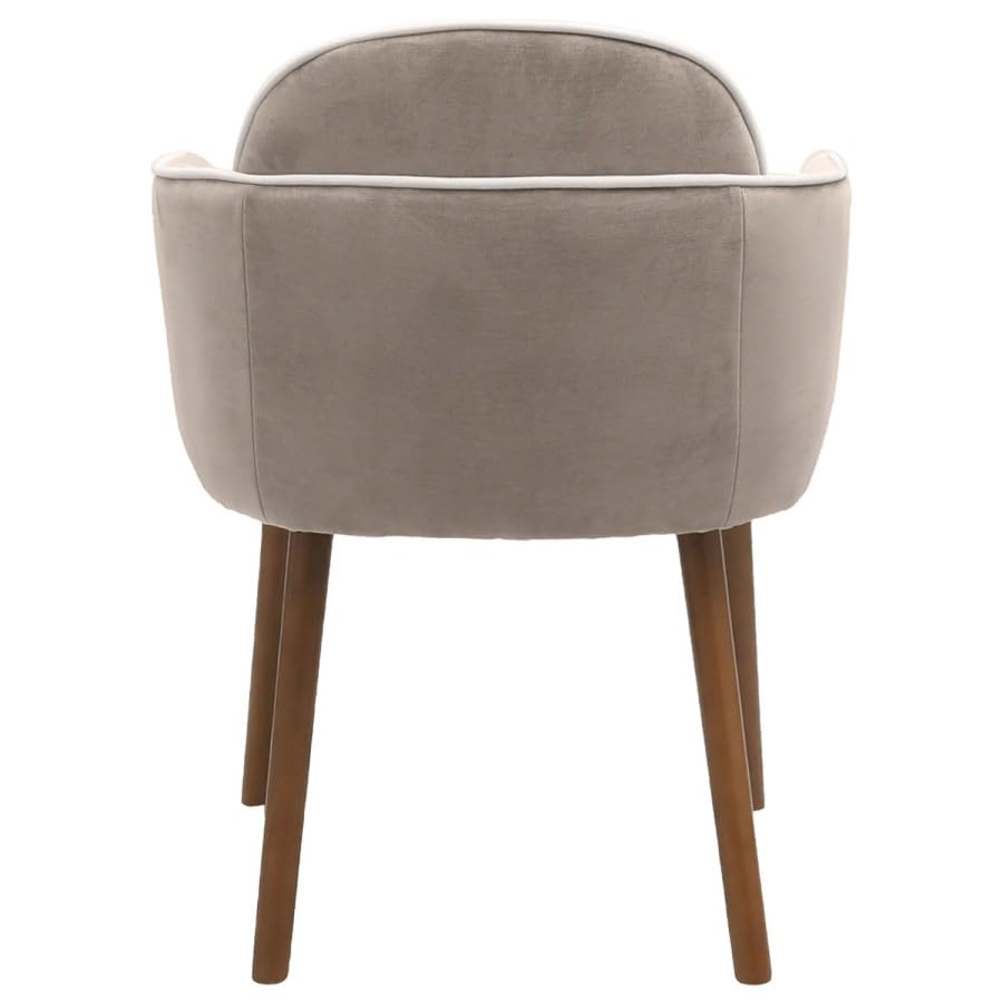 Beige Boucle Dining Chair Set of 2 – Armrest Dining Chairs – Upholstered Accent Chair – Modern Wooden Leg Dining Room Chairs