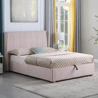 Ava 4ft6 Double Pink Velvet Bed Frame – Upholstered Bed with Storage