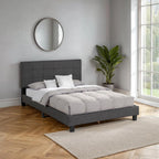 Carter 4ft6 Grey Faux Leather Double Bed Upholstered Bed Frame