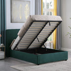 Ava 5ft King Size Green Velvet Bed Frame Upholstered Bed with Headboard