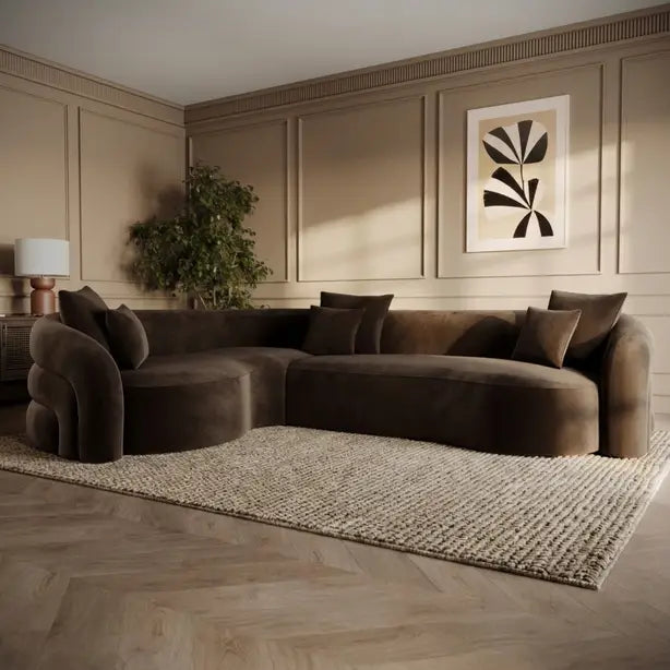 Zuri Velvet Left Hand 4 Seater Corner Sofa