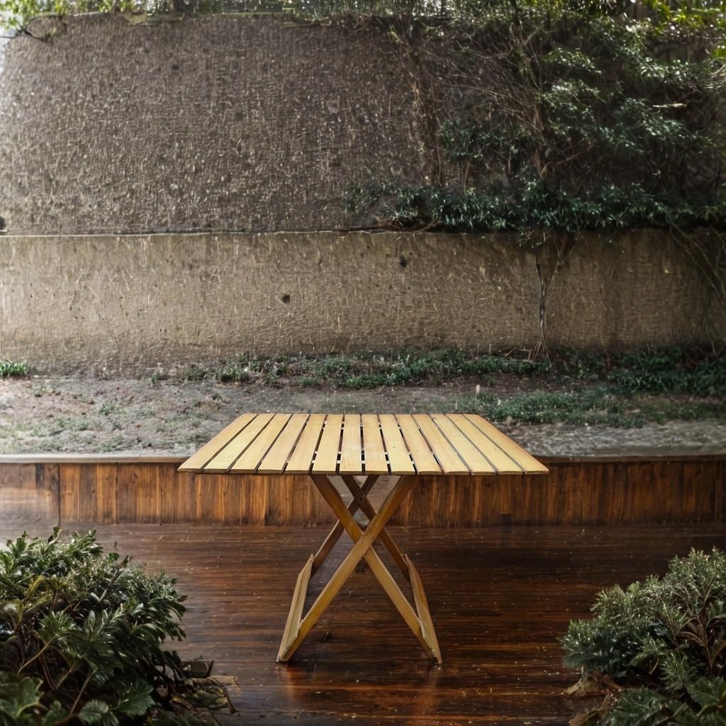 Rectangular Beech Wood Folding Table – Indoor/Outdoor Dining Table, Space-Saving Design