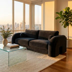 Dark Grey Velvet Curved 3 Seater Sofa –  Modern Designer Sofa for Living Room