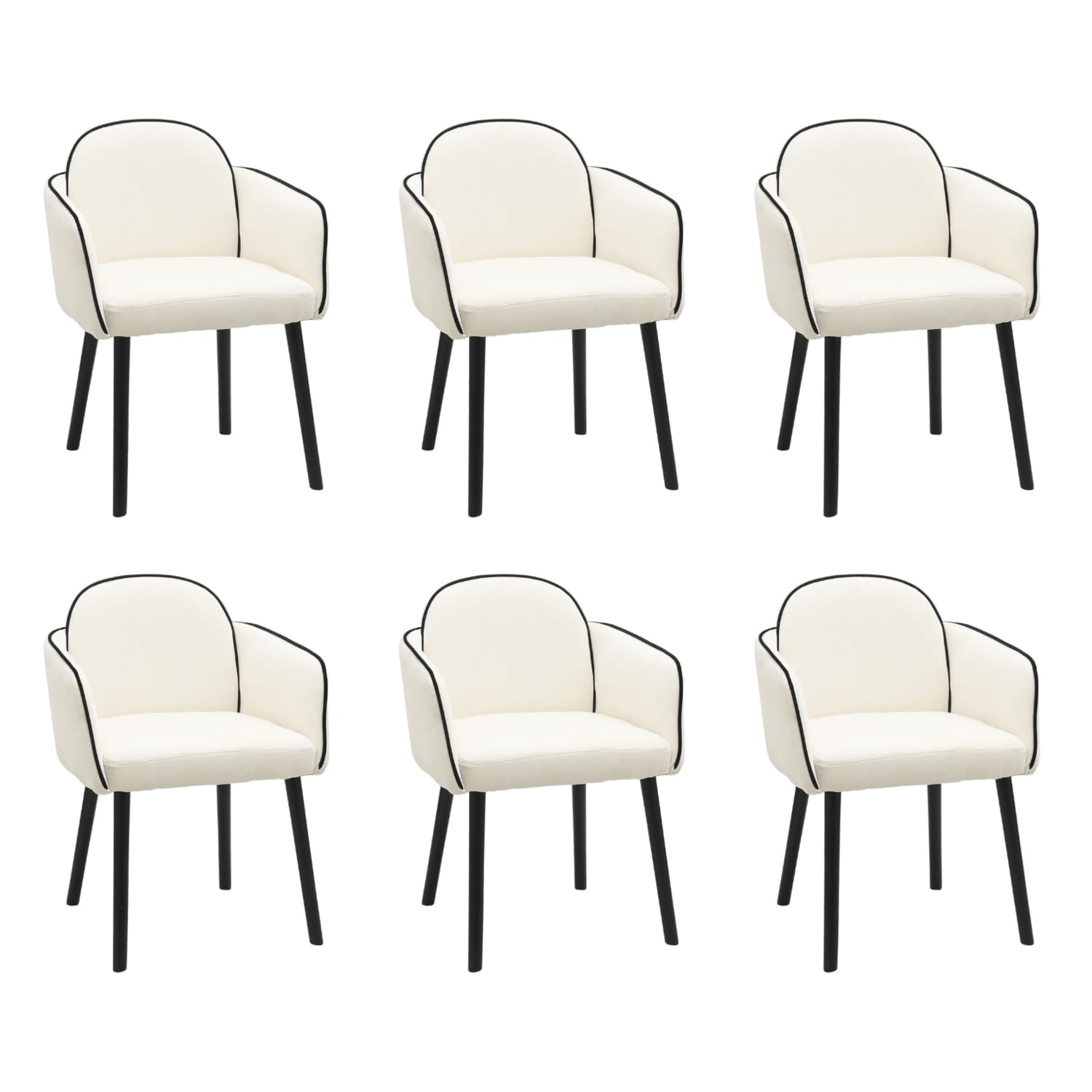 Beige Boucle Dining Chair Set of 2 – Armrest Dining Chairs – Upholstered Accent Chair – Modern Wooden Leg Dining Room Chairs