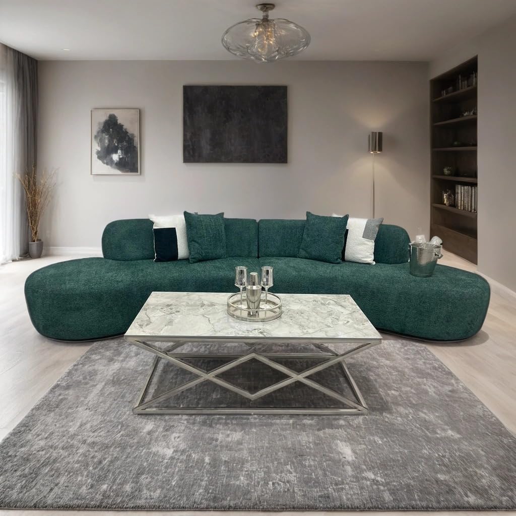 Miami Curved Boucle Sofa 3 Seater Modern Sculptural with Deep Seat Mid Century Style Curved Sofa for Living Room