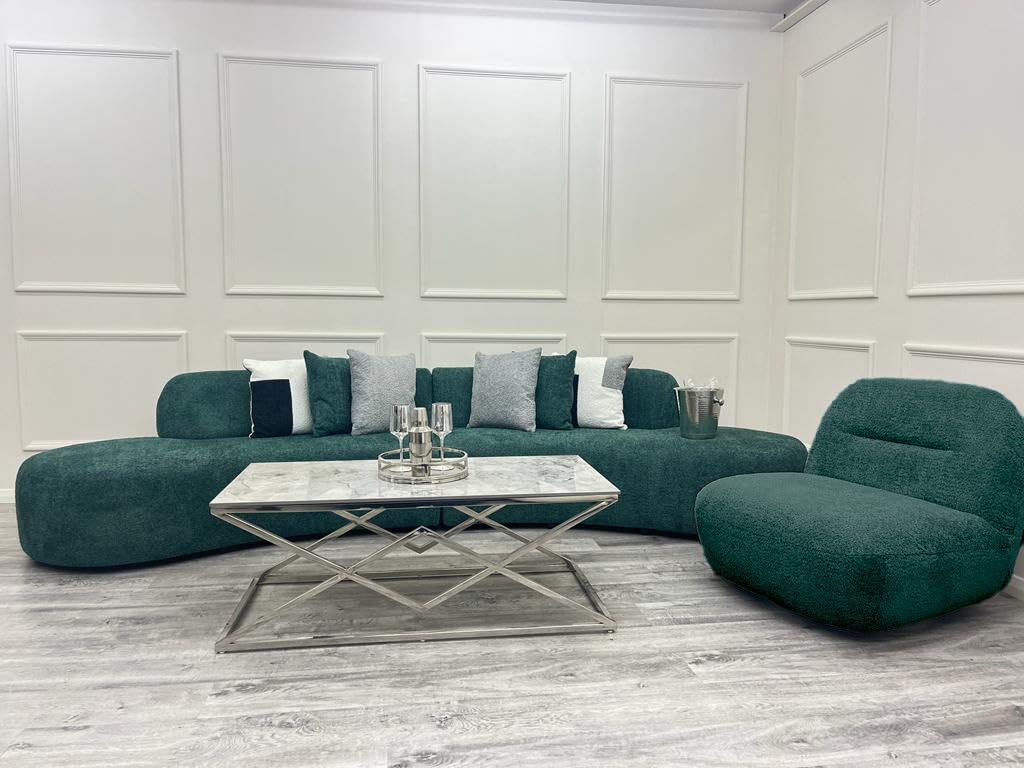 Miami Curved Boucle Sofa 3 Seater Modern Sculptural with Deep Seat Mid Century Style Curved Sofa for Living Room