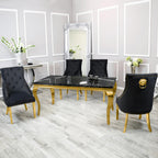 Marble Dining Table with Gold Frame – Modern Marble Top Dining Room Table for 4 or 6 Chairs (Table Only, Chairs Sold Separately)