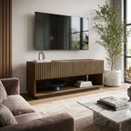 Willow Small TV Stand with Storage – Ribbed Wooden TV Unit for TVs Up to 55"