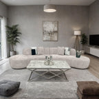 Miami Curved Boucle Sofa 3 Seater Modern Sculptural with Deep Seat Mid Century Style Curved Sofa for Living Room