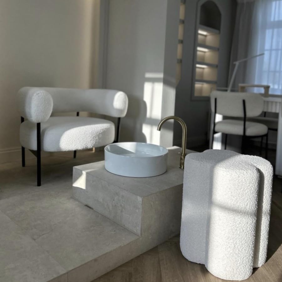 Romy Velvet Curved Armchair with Metal Legs – Recycled Velvet Lounge Accent Chair – Modern Upholstered Tub Chair – Living Room Seating