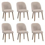 Beige Upholstered Dining Chairs Set – Soft Chenille Fabric – Curved Back Support – Solid Wood Legs – Modern Dining Room Chairs