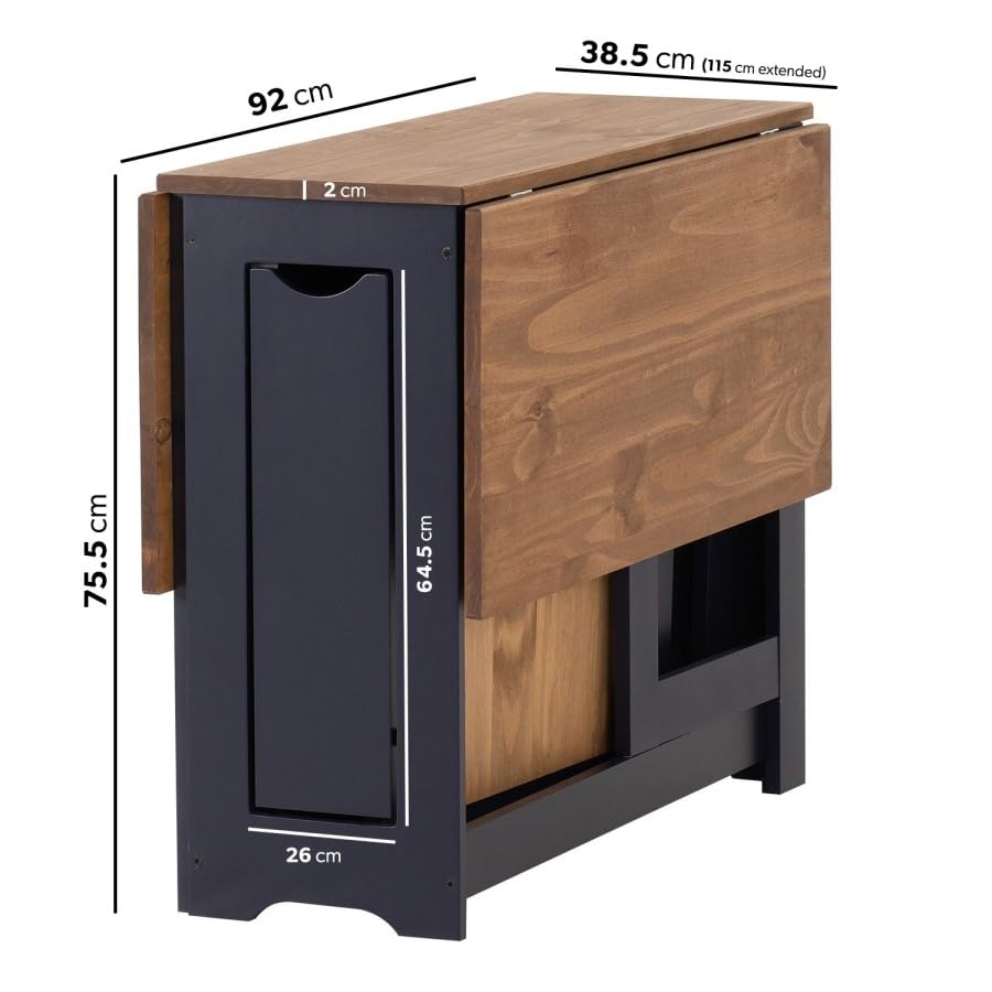 4 Seater Folding Dining Table and Chairs Set – Space Saving Drop Leaf Table – Compact Kitchen Table Set