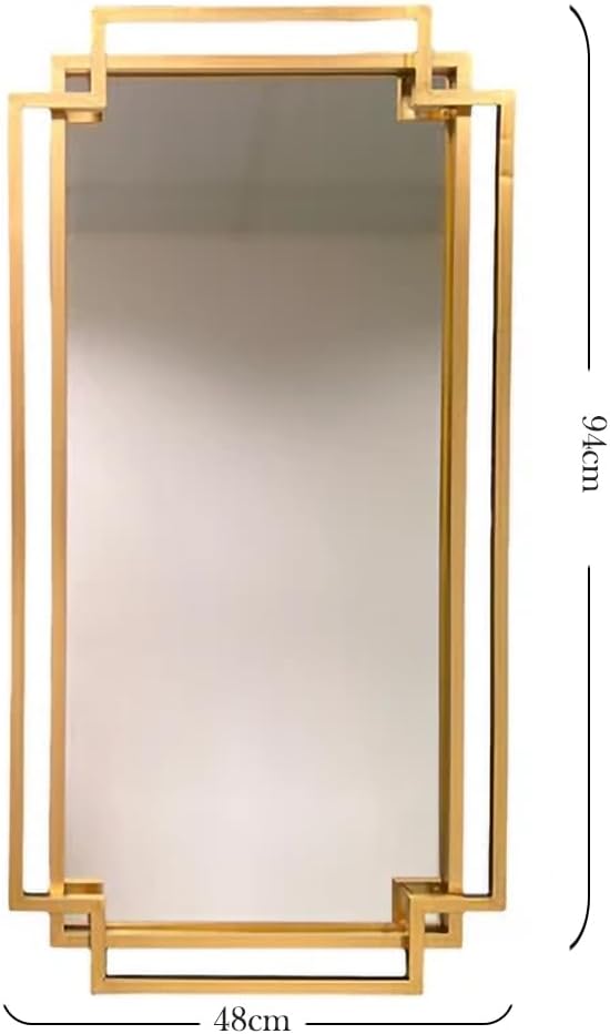 Art Deco Gold Rectangular Mirror 94 x 48 cm – Modern Metal Frame Wall Décor for Living Room, Bedroom or Hallway – Stylish Geometric Mirror with Clear Reflective Glass