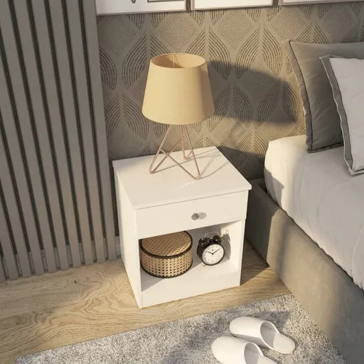 Denver 1 Drawer Bedside Table – Modern Wooden Bedside Cabinet with Storage | UK