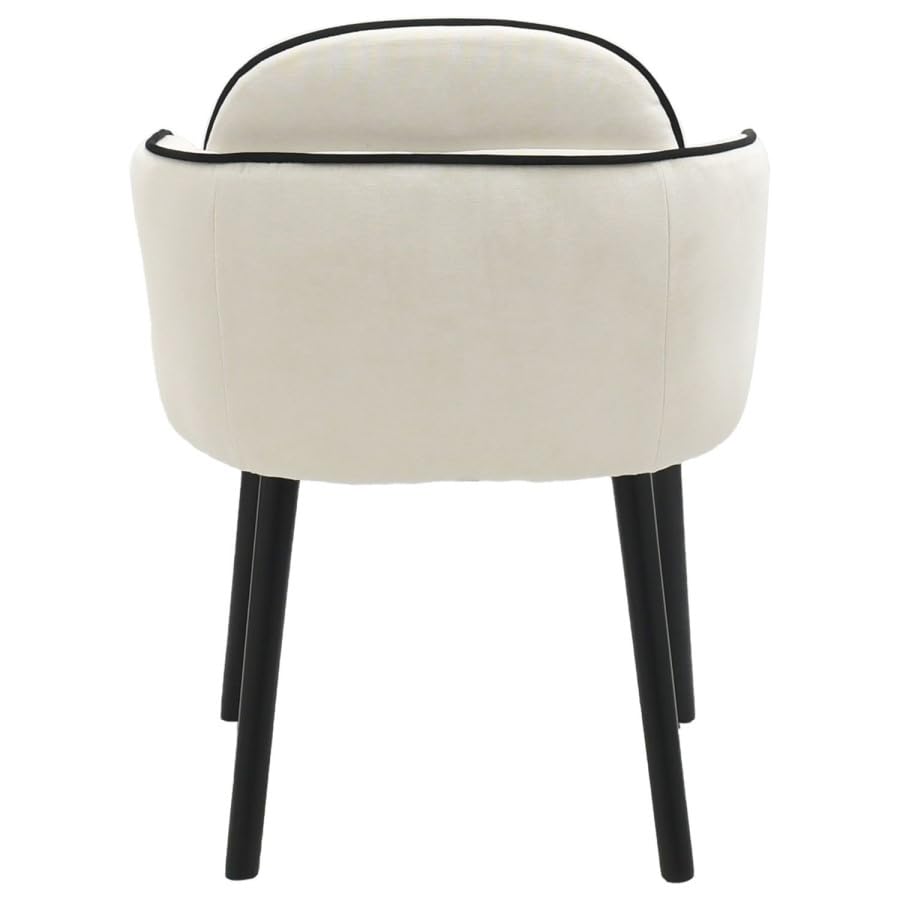 Beige Boucle Dining Chair Set of 2 – Armrest Dining Chairs – Upholstered Accent Chair – Modern Wooden Leg Dining Room Chairs