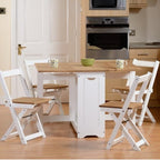 4 Seater Folding Dining Table and Chairs Set – Space Saving Drop Leaf Table – Compact Kitchen Table Set