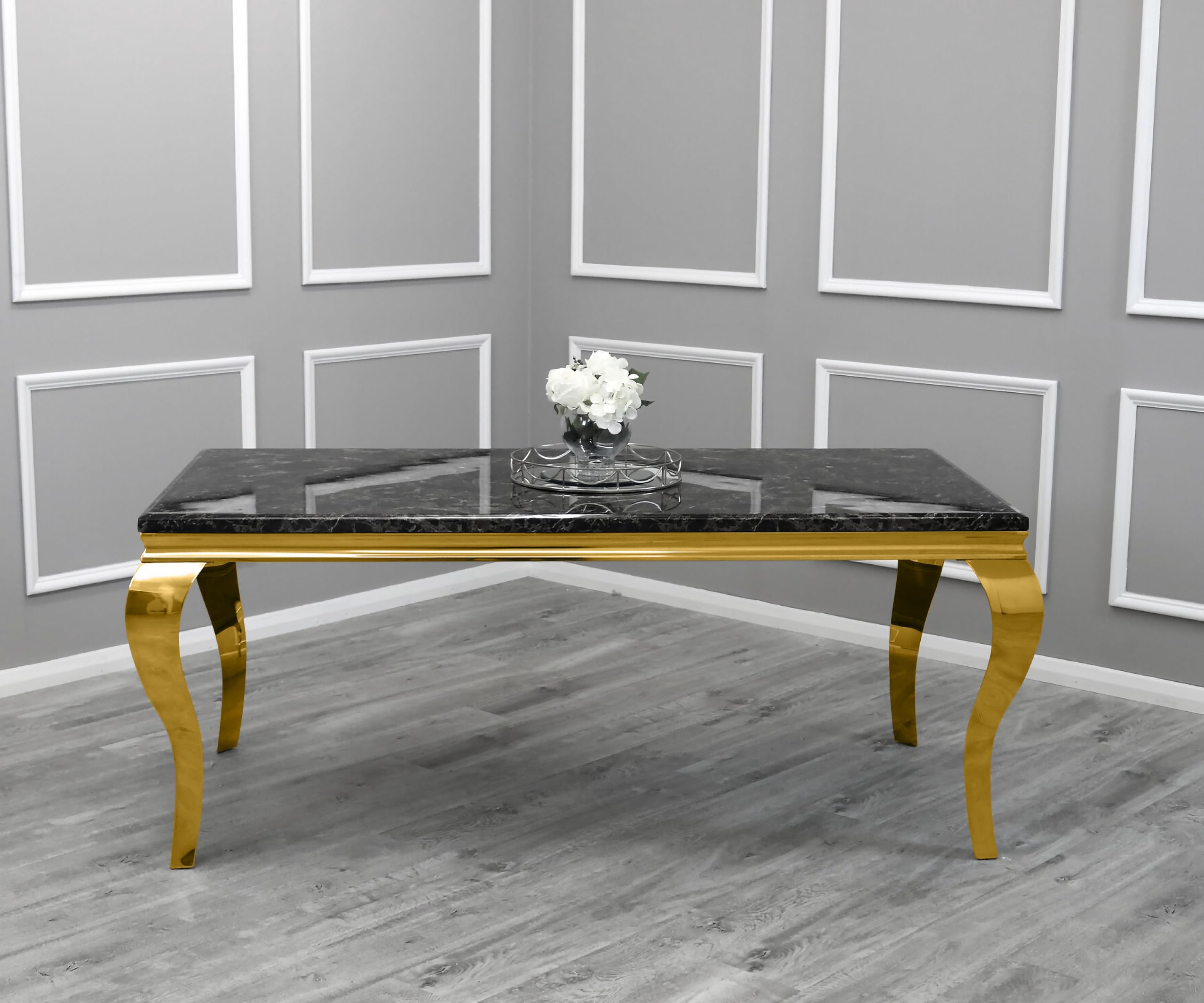 Marble Dining Table with Gold Frame – Modern Marble Top Dining Room Table for 4 or 6 Chairs (Table Only, Chairs Sold Separately)