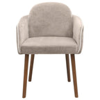 Beige Boucle Dining Chair Set of 2 – Armrest Dining Chairs – Upholstered Accent Chair – Modern Wooden Leg Dining Room Chairs