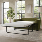 2 Seater Velvet Sofa Bed – Pull-Out Double Sleeper with Cushions & Soft Upholstery – Compact No Assembly Couch for Guest Room or Lounge – Olive, Mint Green or Blush Pink