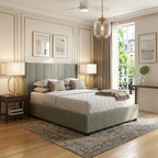 4ft6 UK doubledark grey velvet upholstered bed