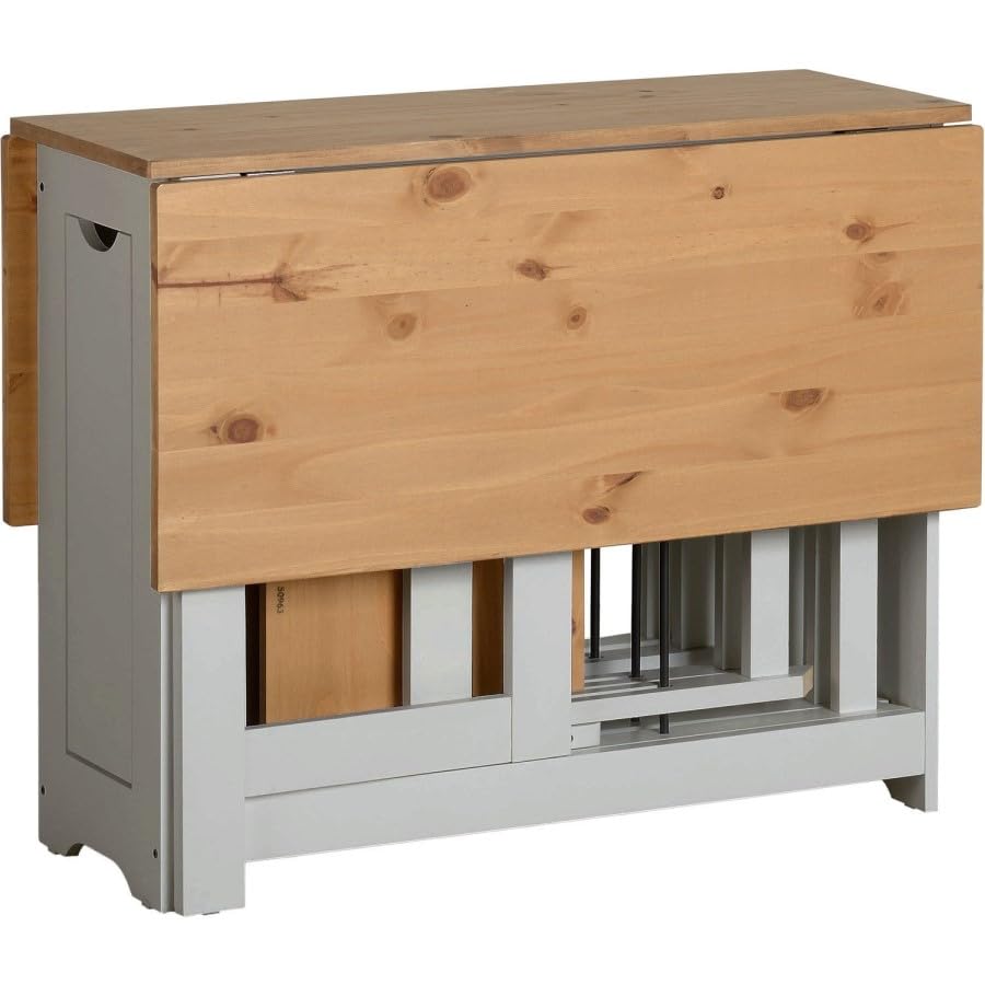 4 Seater Folding Dining Table and Chairs Set – Space Saving Drop Leaf Table – Compact Kitchen Table Set