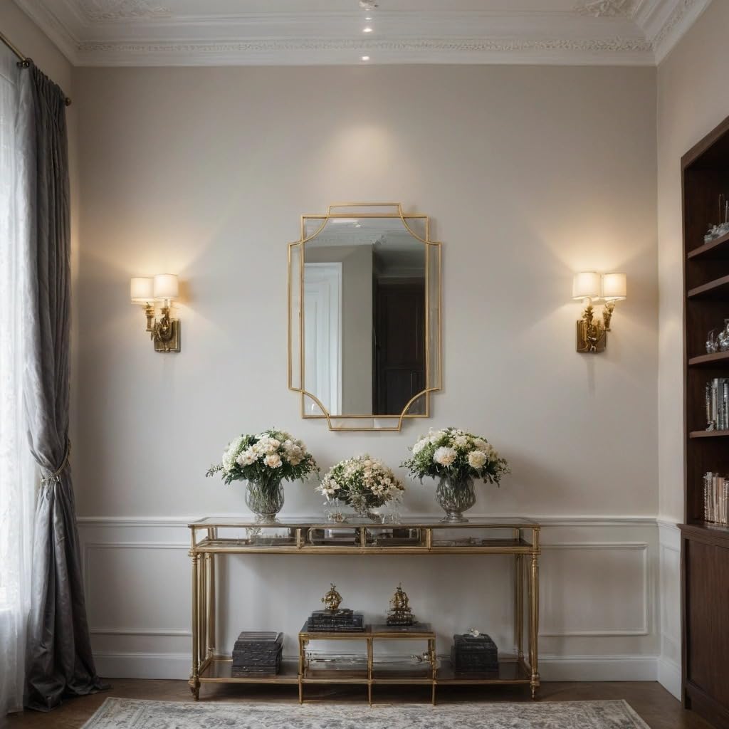 Gold Geometric Wall Mirror 115x78cm – Modern Art Deco Rectangular Mirror for Living Room, Hallway or Bedroom – Luxury Gold Frame Wall Décor