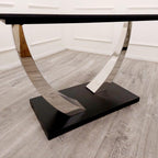 Luvon 1.6m Dining Table Set: Marble-Top & Velvet Chairs | Black Sintered Stone, Chrome Base | Elegant Dining Room Set