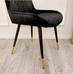Luvon 1.6m Dining Table Set: Marble-Top & Velvet Chairs | Black Sintered Stone, Chrome Base | Elegant Dining Room Set