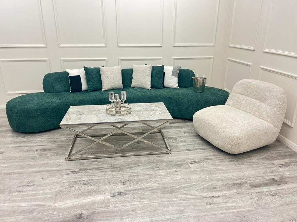 Miami Curved Boucle Sofa 3 Seater Modern Sculptural with Deep Seat Mid Century Style Curved Sofa for Living Room